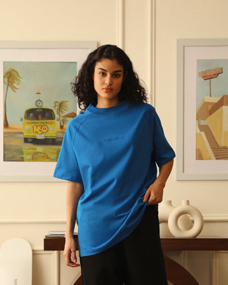 Luxury-Designer-Mock-Neck-T-Shirt-in-Royal-Blue