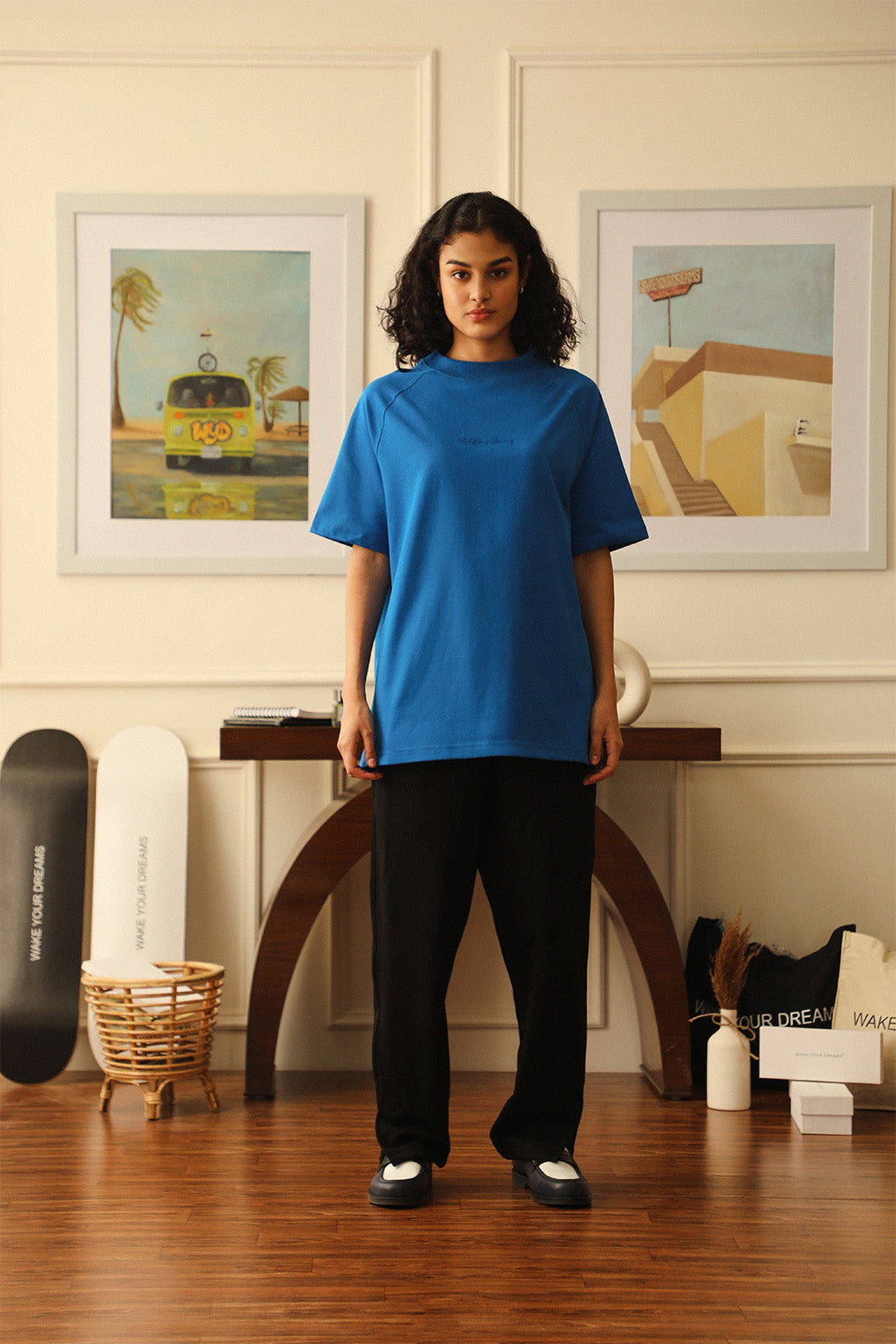 Luxury-Designer-Mock-Neck-T-Shirt-in-Royal-Blue-2