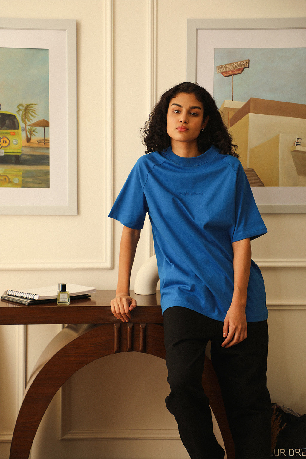 Luxury-Designer-Mock-Neck-T-Shirt-in-Royal-Blue-1
